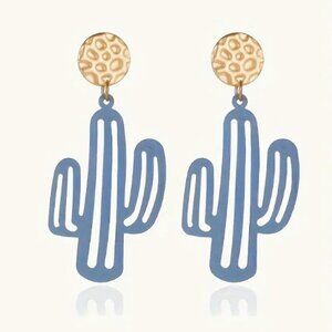 NEW - Cactus earring  - Blue and gold
